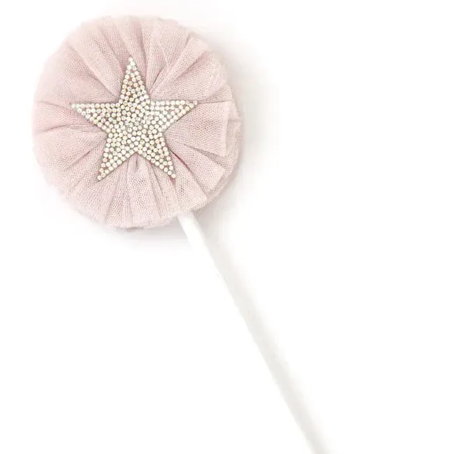 Blush Pink Tulle Sparkle Star Wand - Miss Rose Sister Violet