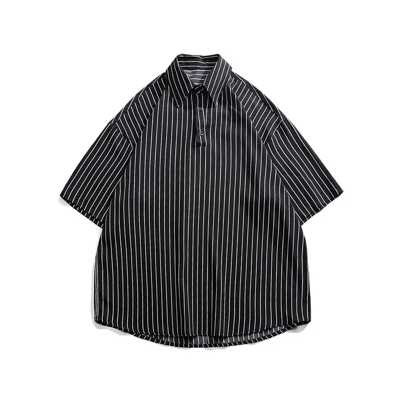 Bonsir Told Tale Male Simple Stripe Polo Shirt Men Clothing Loose Casual Men's Shirts Summer Male Short Sleeve Shirts Pullover