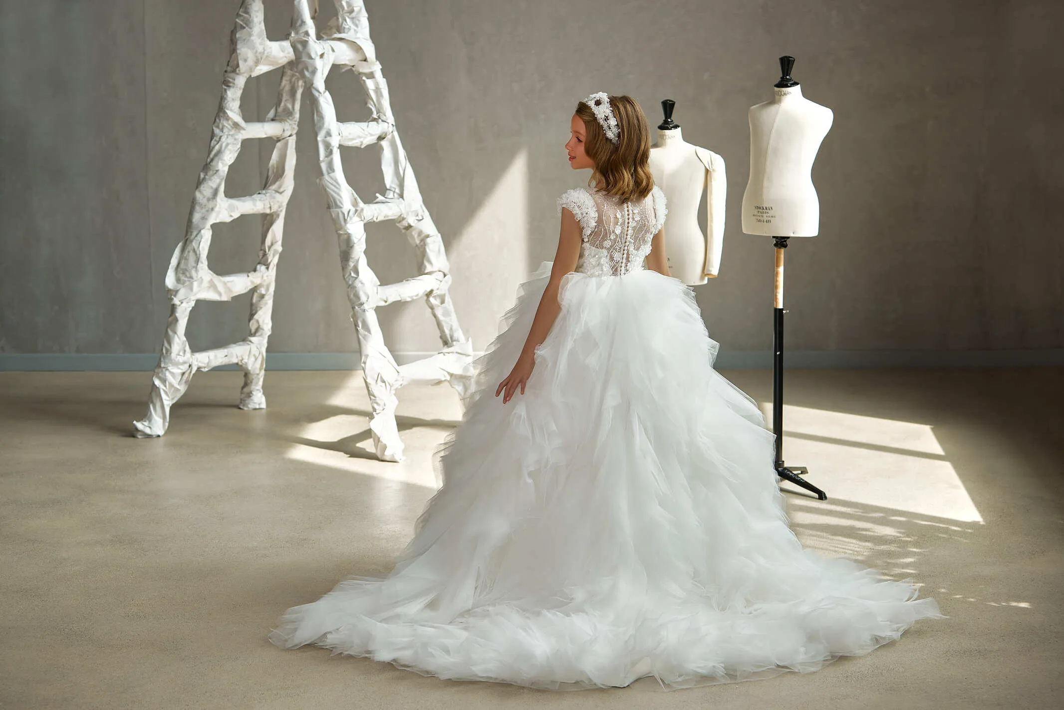 BUCKINGHAM – FLORAL EMBELLISHED COMMUNION DRESS WITH RUFFLED SKIRT