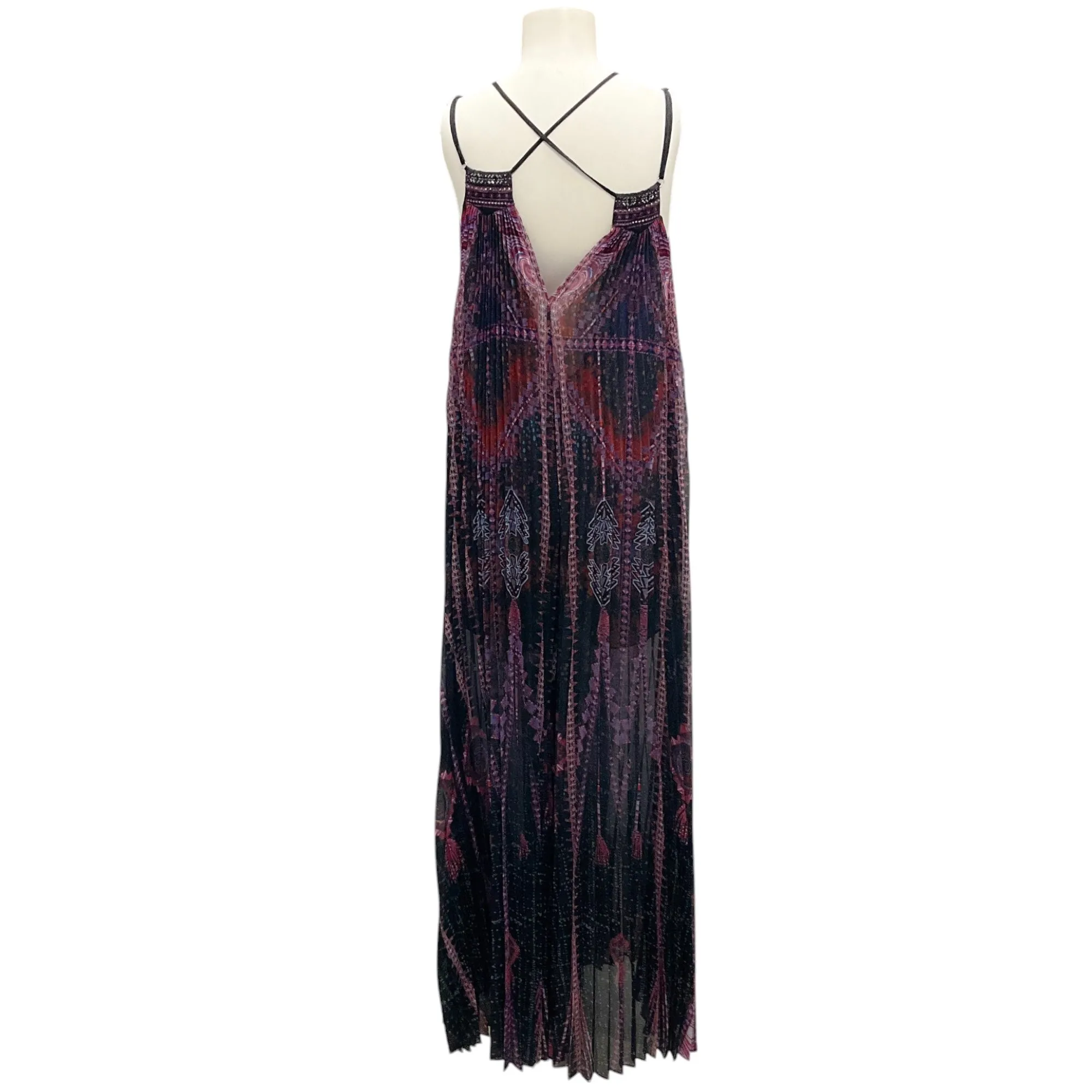 Camilla Purple / Red Multi Embellished Pleated Printed Jumpsuit