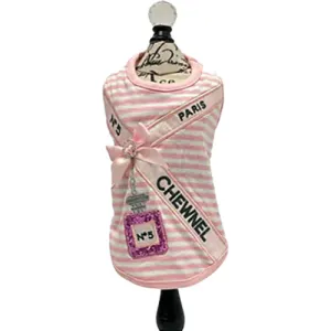 Chewnel Embellished Stripe Sleeveless Dog Top in Baby Pink