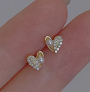 Children's Earrings:  Fairy Kisses Earrings with Push Backs - Sparkle Hearts