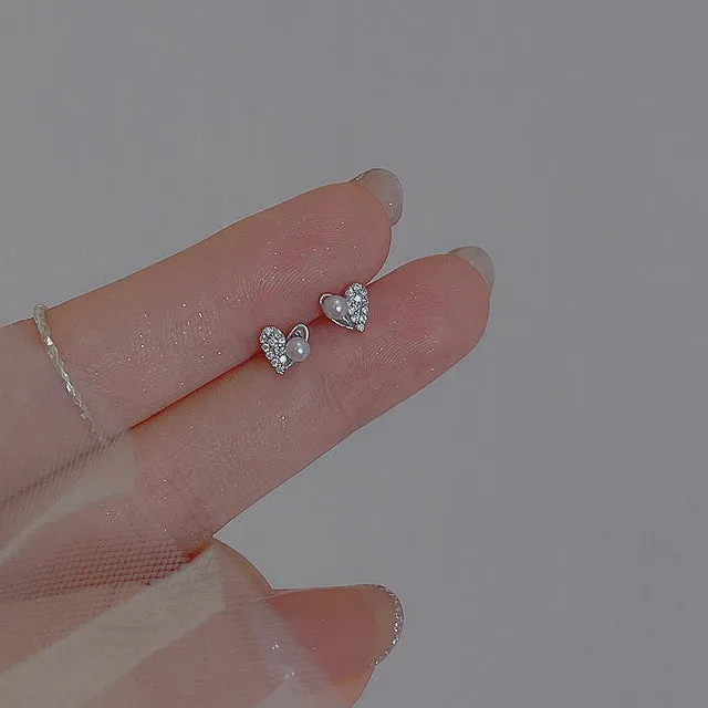 Children's Earrings:  Fairy Kisses Earrings with Push Backs - Sparkle Hearts