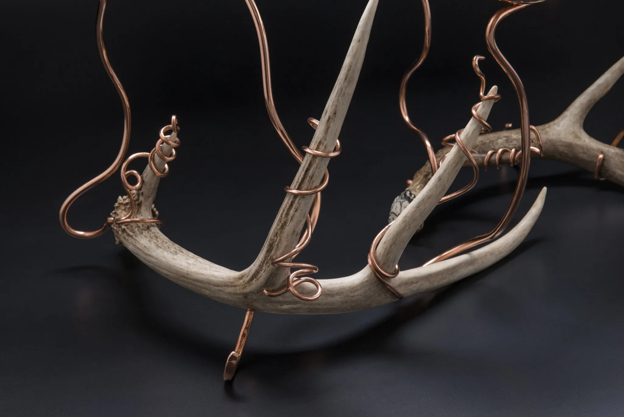 Copper Candelabra with Antler