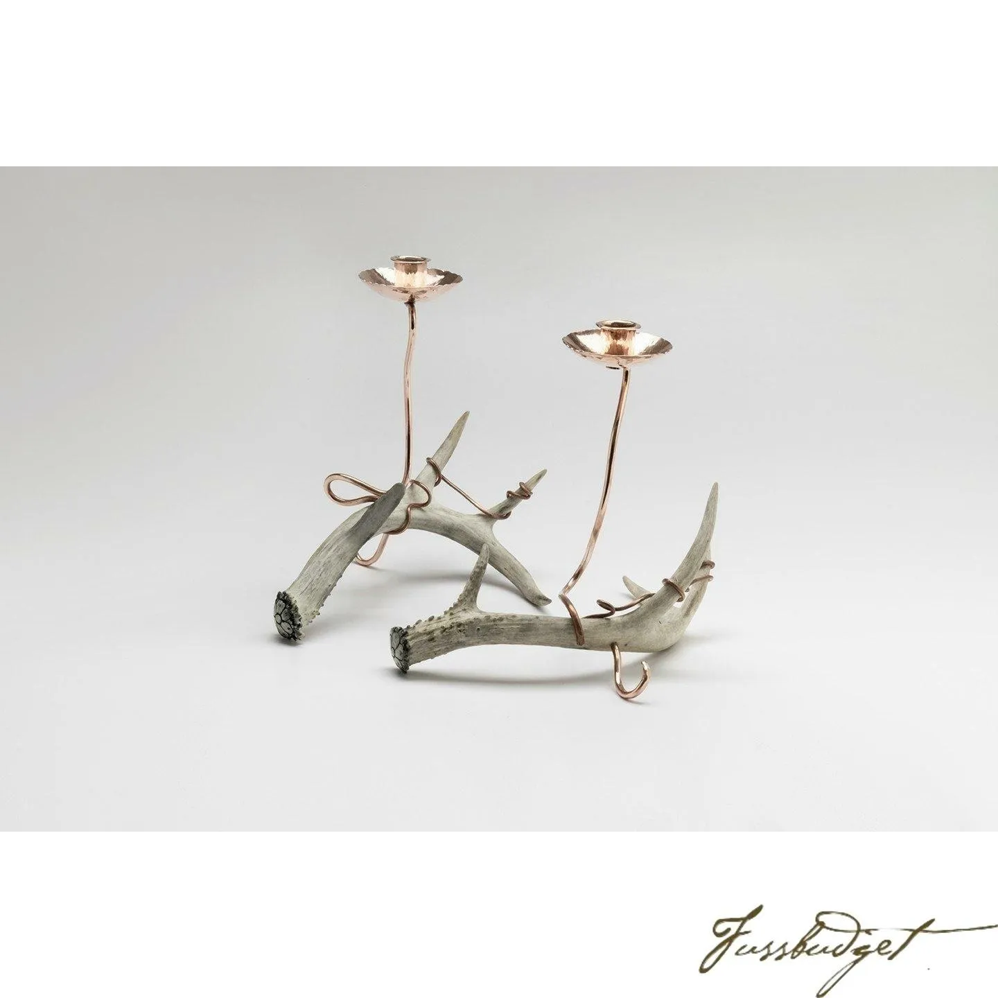 Copper Candlestick with Antler
