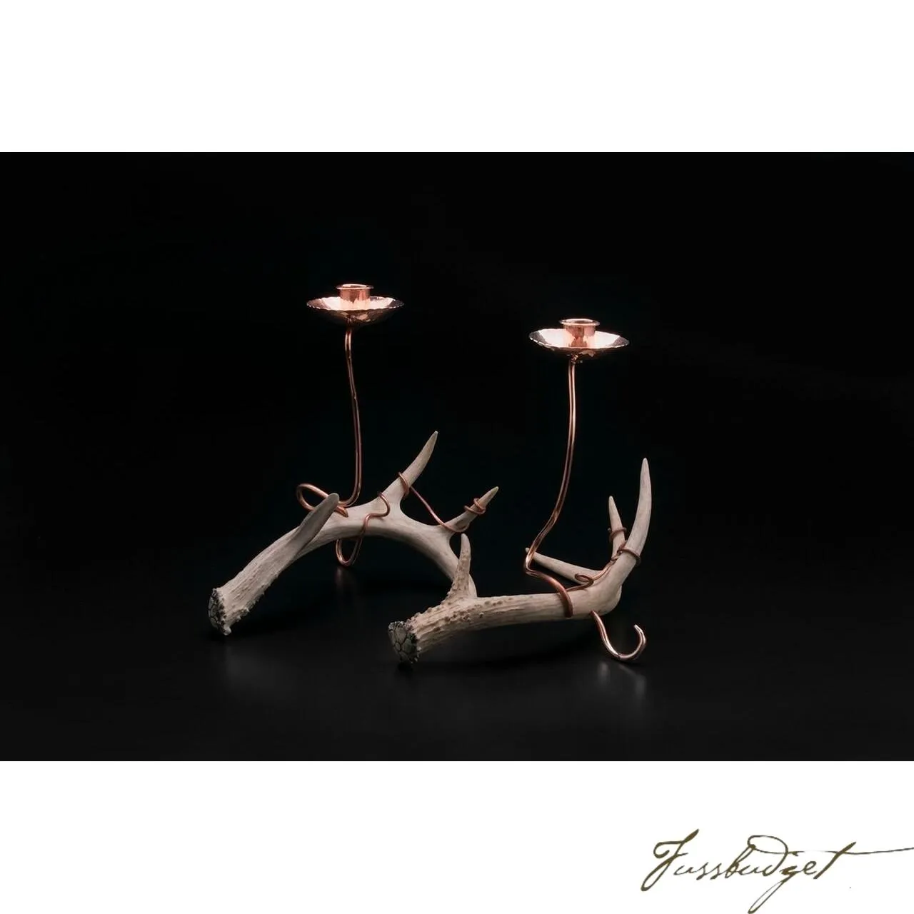 Copper Candlestick with Antler