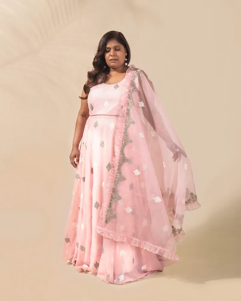 Cotton Candy Ruffles Anarkali Set