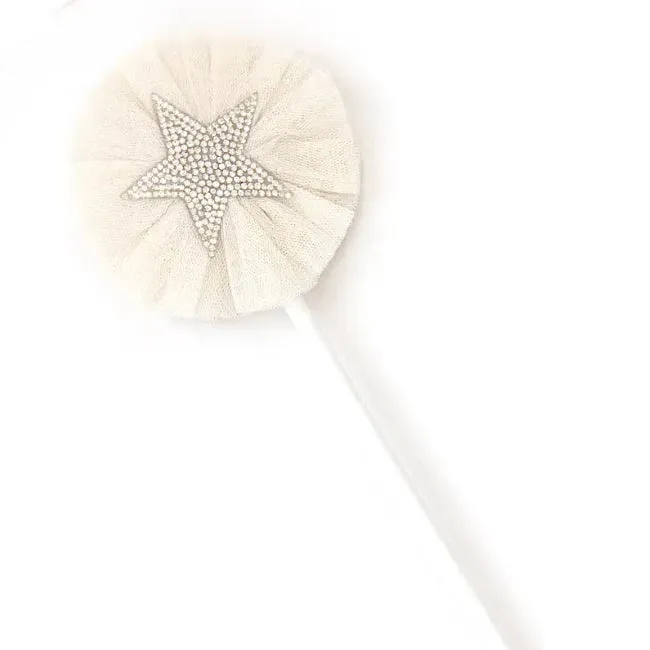 Cream Tulle Sparkle Star Wand - Miss Rose Sister Violet
