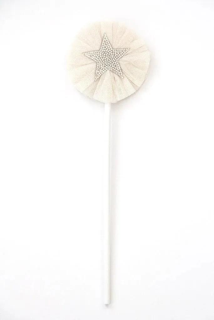 Cream Tulle Sparkle Star Wand - Miss Rose Sister Violet