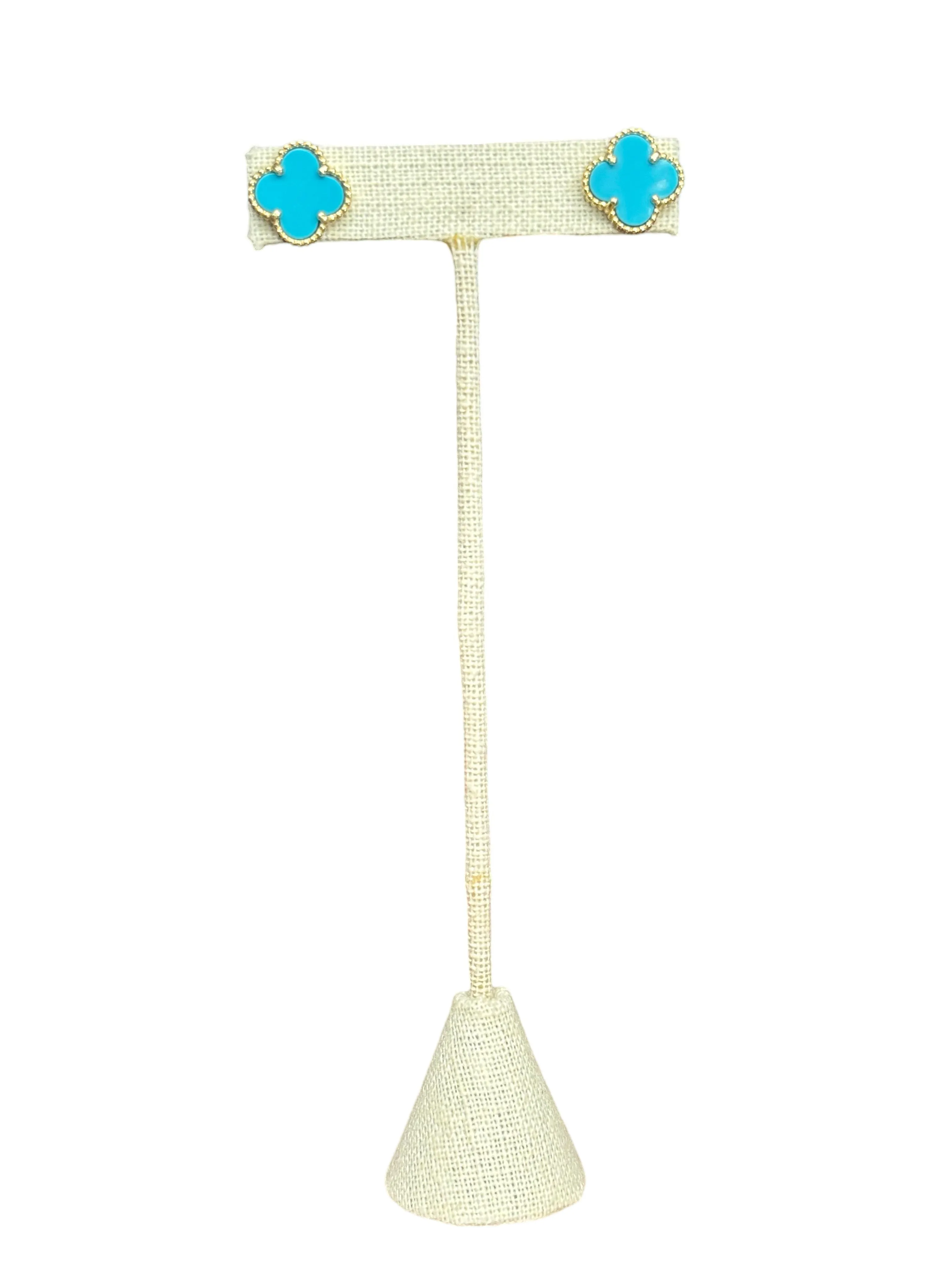 Designer Inspired Gold Pierced Stud Earrings | Resort Wear Jewelry