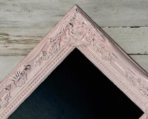 Distressed light pink & silver framed chalkboard