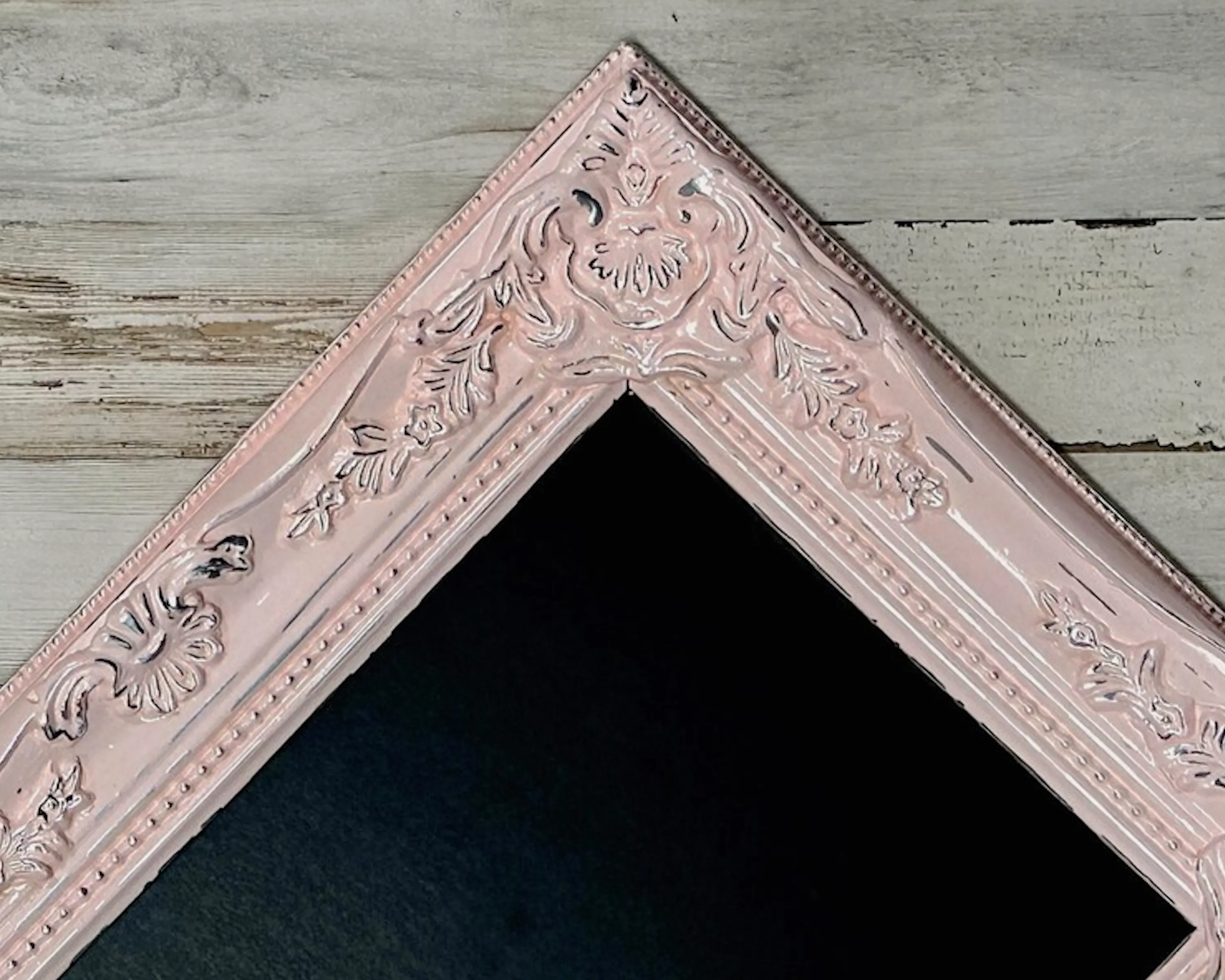 Distressed light pink & silver framed chalkboard