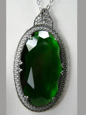 Emerald Pendant, Emerald Green Art Deco Necklace #P31