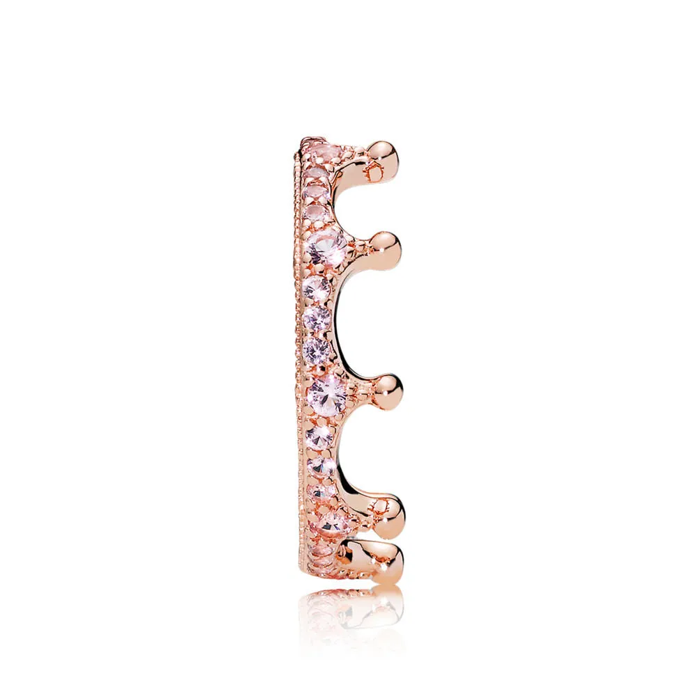 Enchanted Crown Rose Gold Pink Crystal Ring