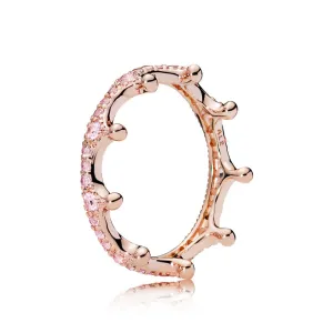 Enchanted Crown Rose Gold Pink Crystal Ring