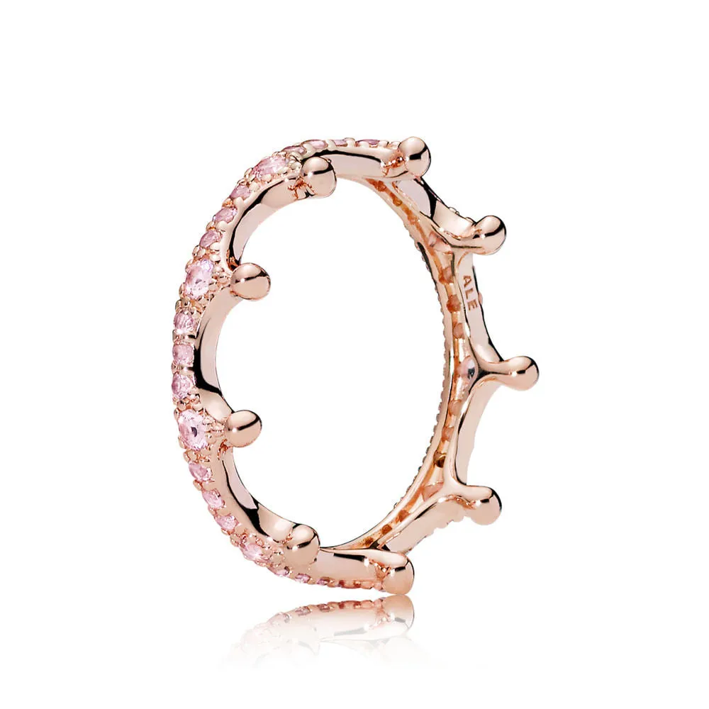 Enchanted Crown Rose Gold Pink Crystal Ring