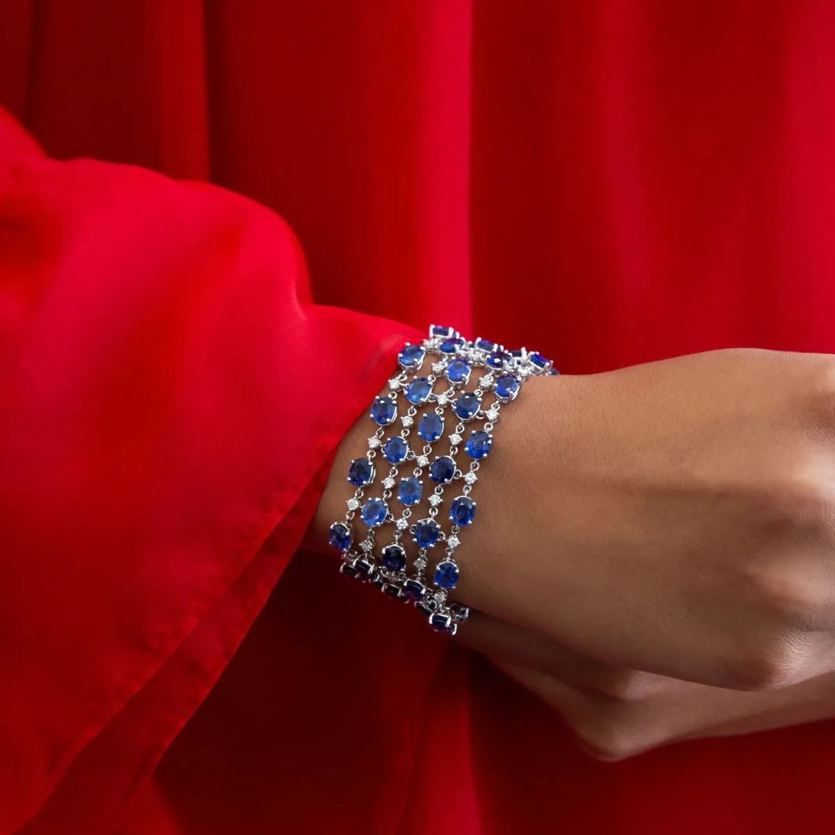 Enchanted Evening Selene Blue Sapphire Statement Bracelet