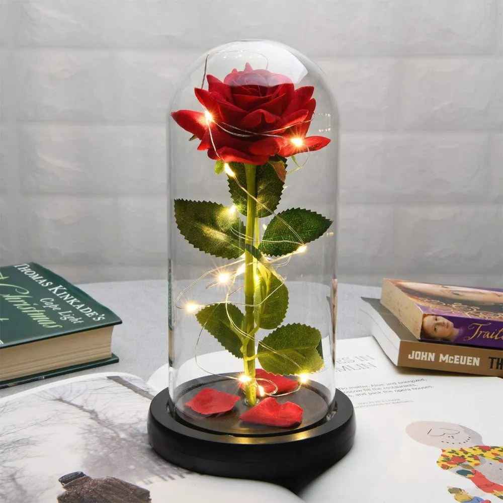 Enchanted Flower With Petals In Glass Dome