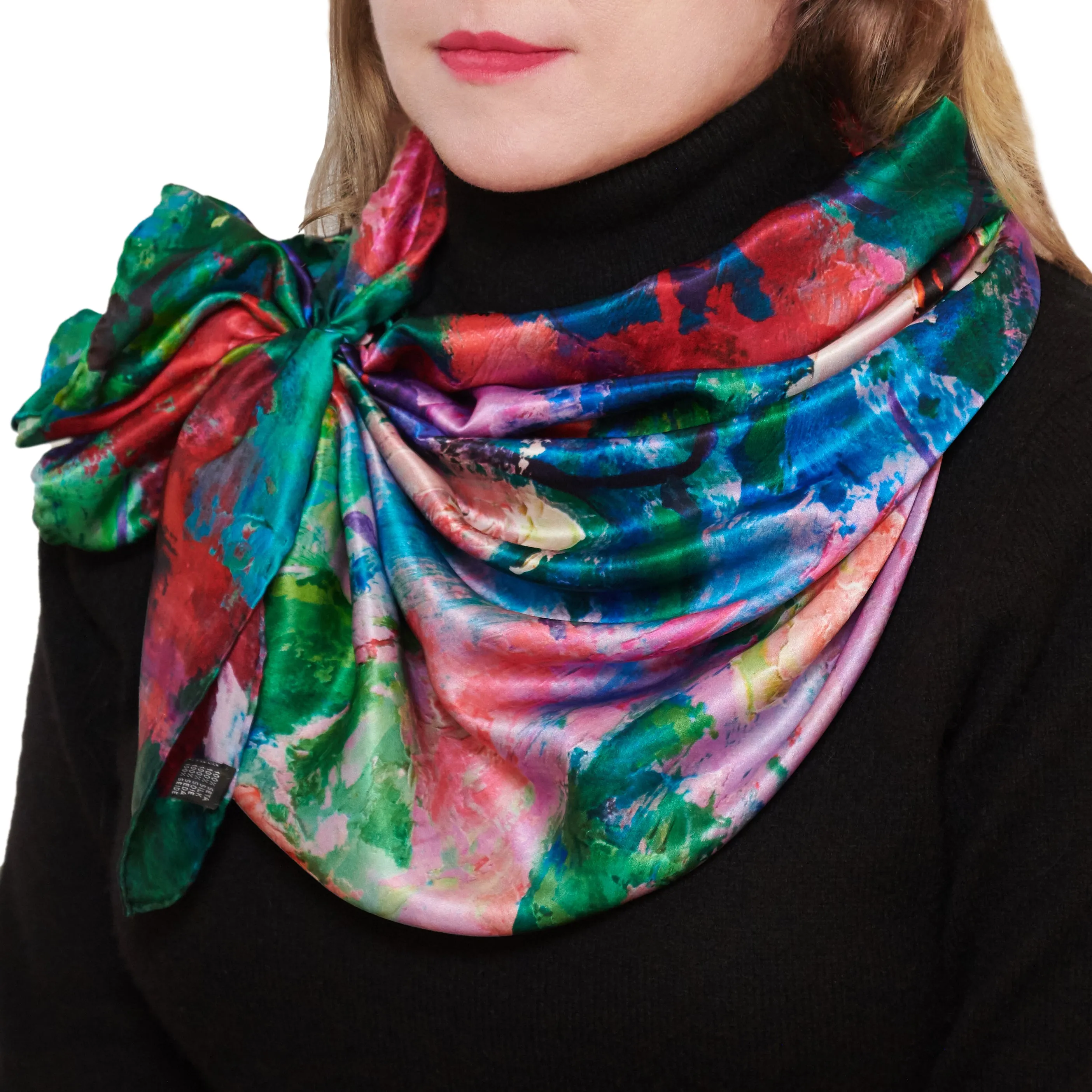 Enchanted Garden, 35-inch Square Italian Silk Scarf