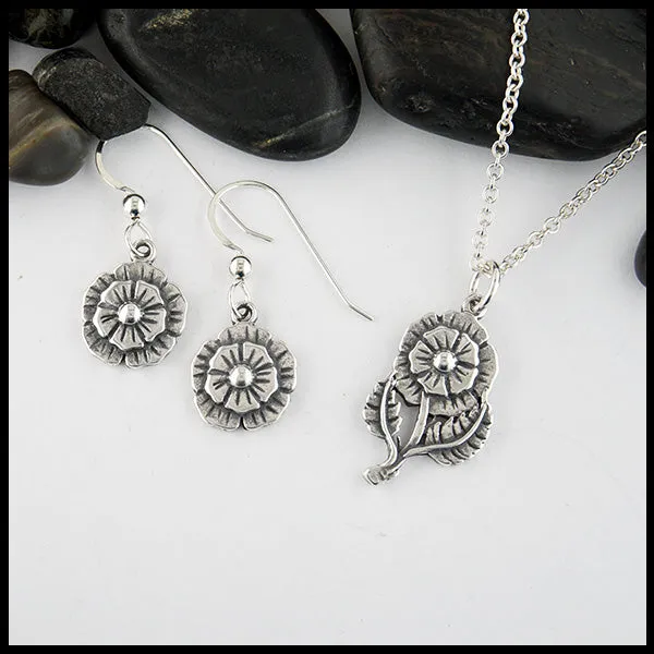 English Rose Pendant and Earring Set