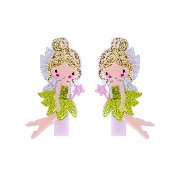 Fairy Green Glitter Dress Hair Clips (Pair)