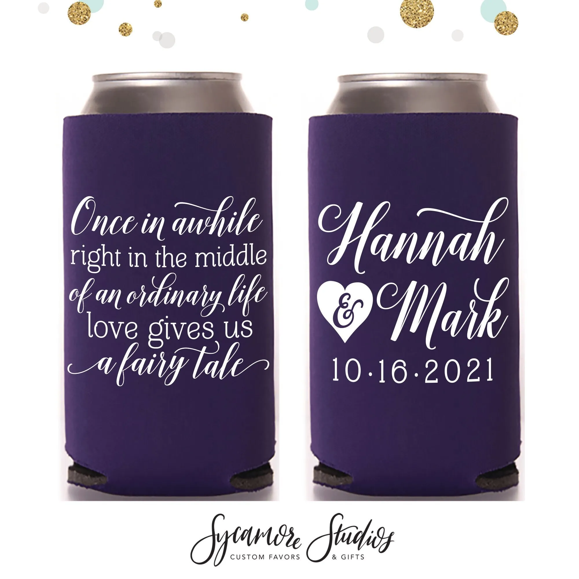 Fairy Tale - Slim 12oz Wedding Can Cooler #85S