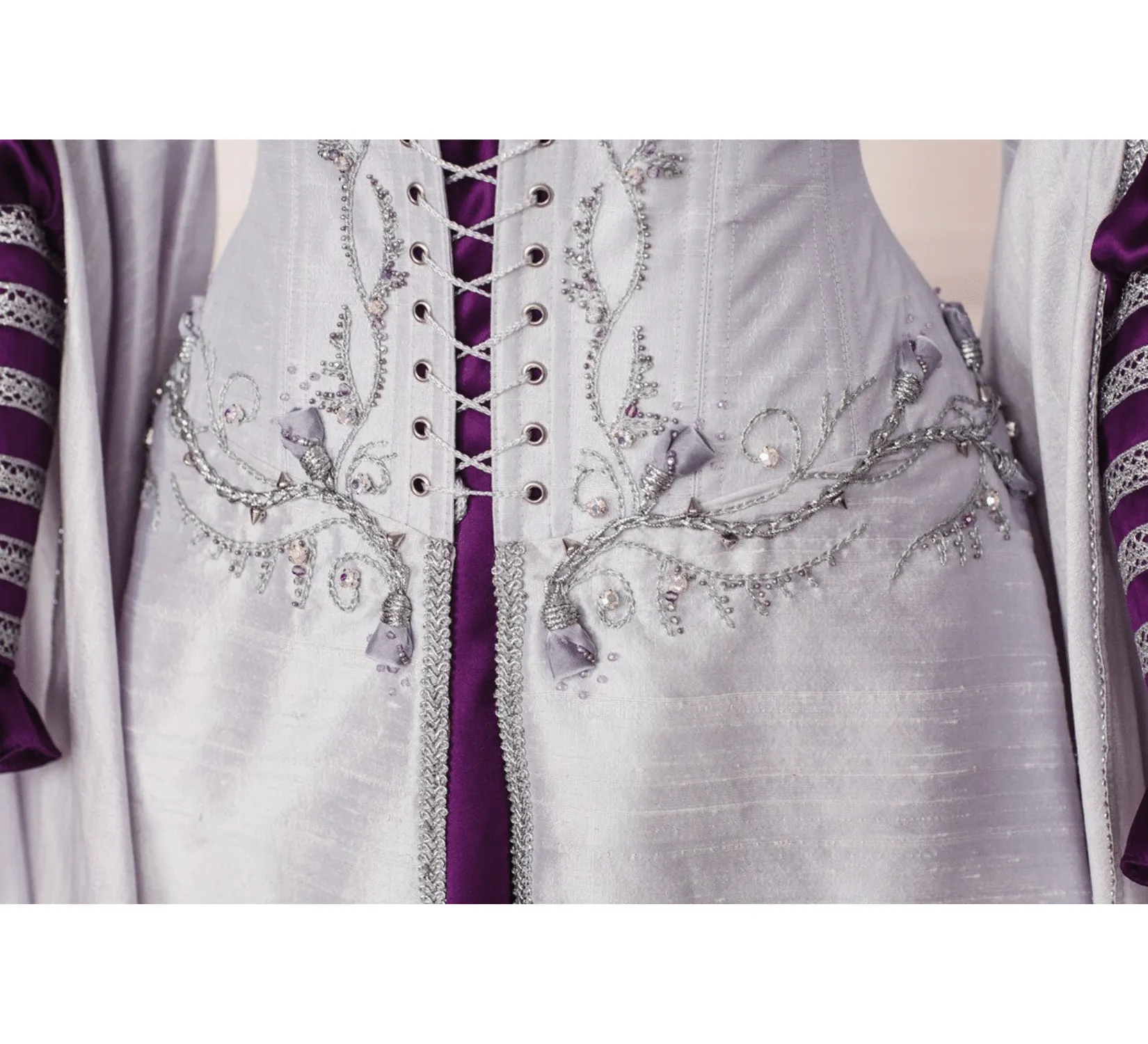Fantasy elven white silk LoTR inspired wedding dress