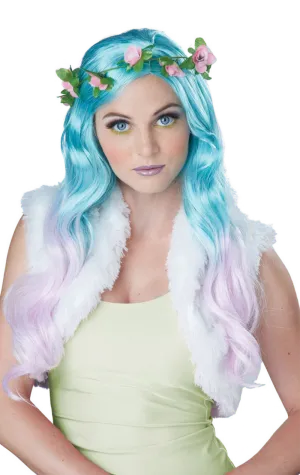 Floral Fantasy Blue and Pink Wig