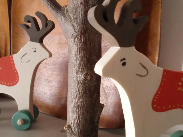 folkloric reindeer push toy
