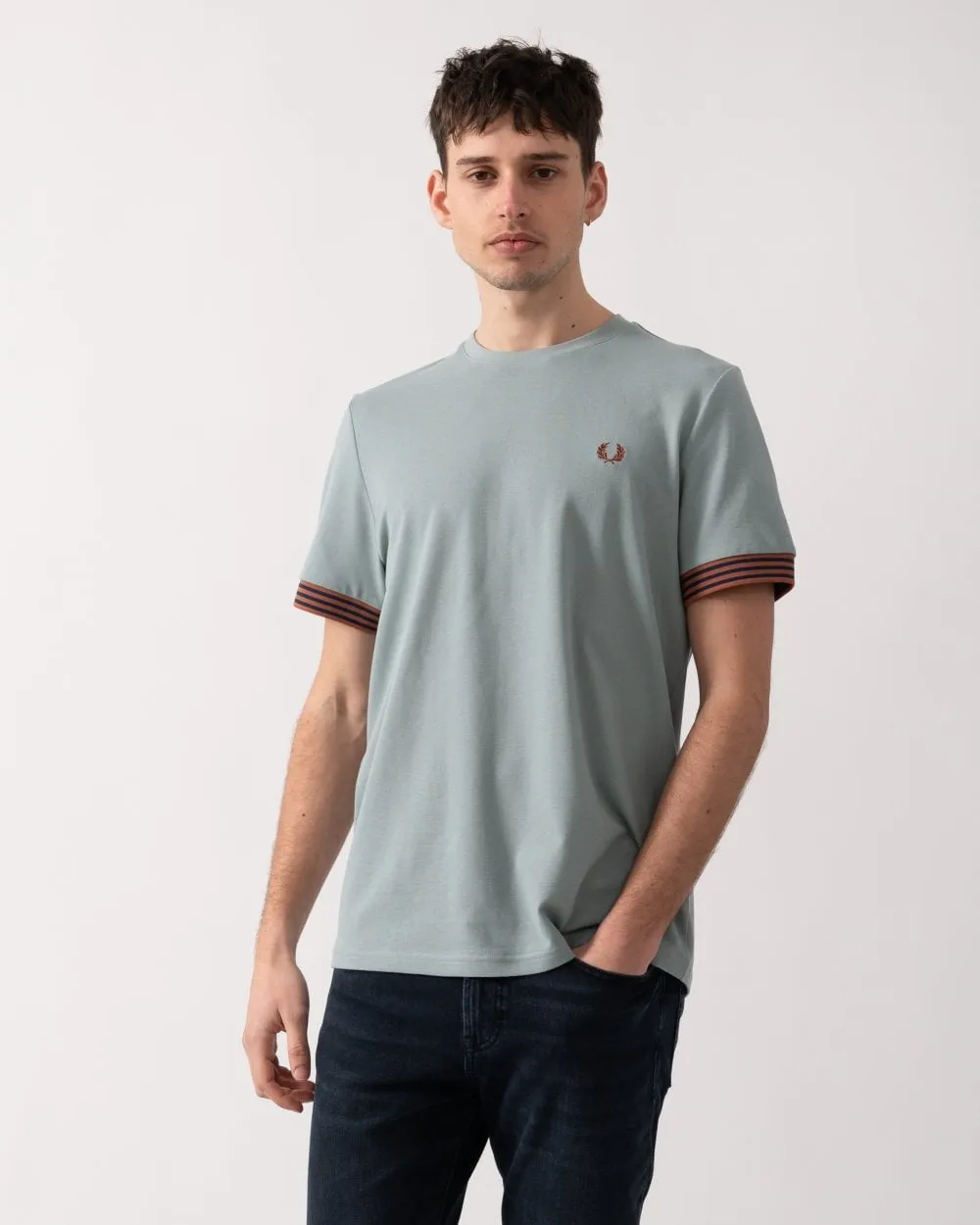 Fred Perry Mens Striped Cuff T-Shirt