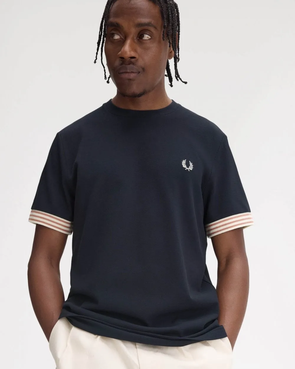 Fred Perry Mens Striped Cuff T-Shirt