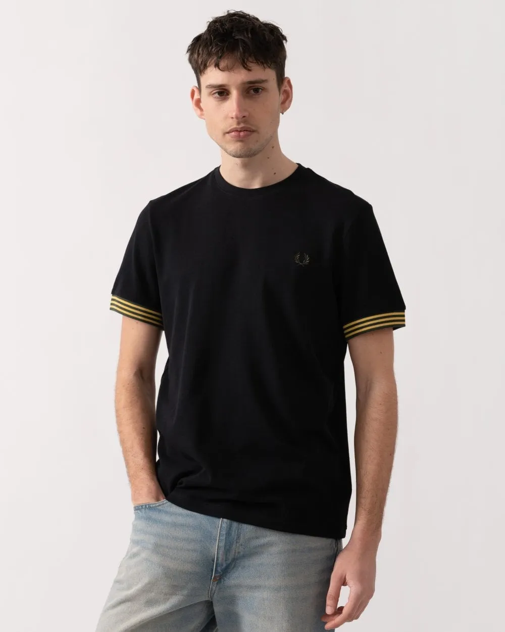 Fred Perry Mens Striped Cuff T-Shirt