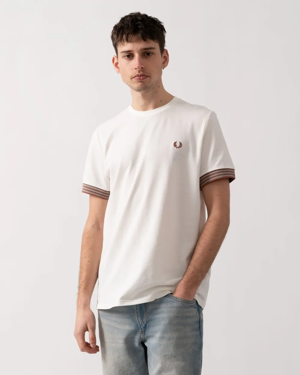 Fred Perry Mens Striped Cuff T-Shirt