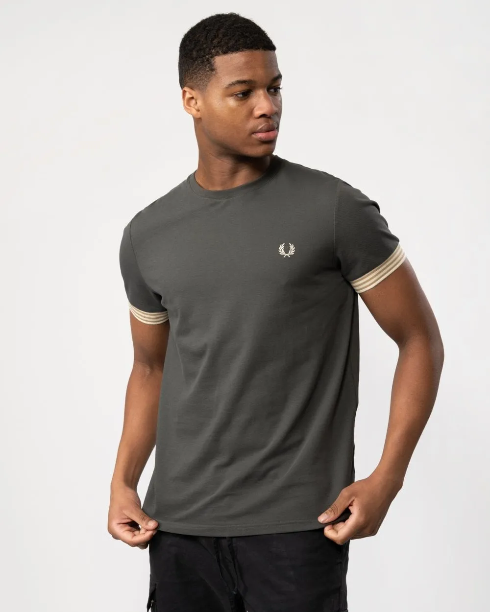 Fred Perry Mens Striped Cuff T-Shirt