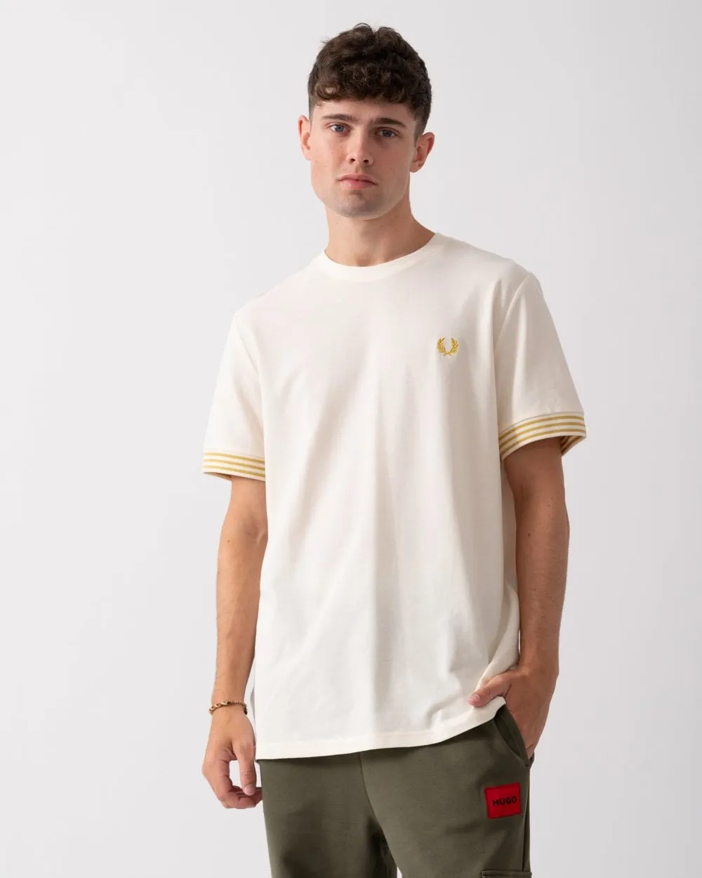 Fred Perry Mens Striped Cuff T-Shirt