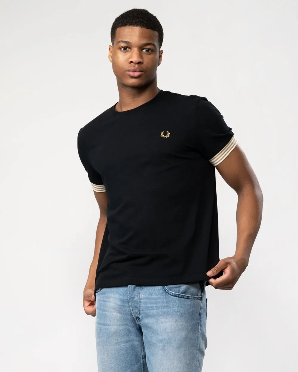 Fred Perry Mens Striped Cuff T-Shirt