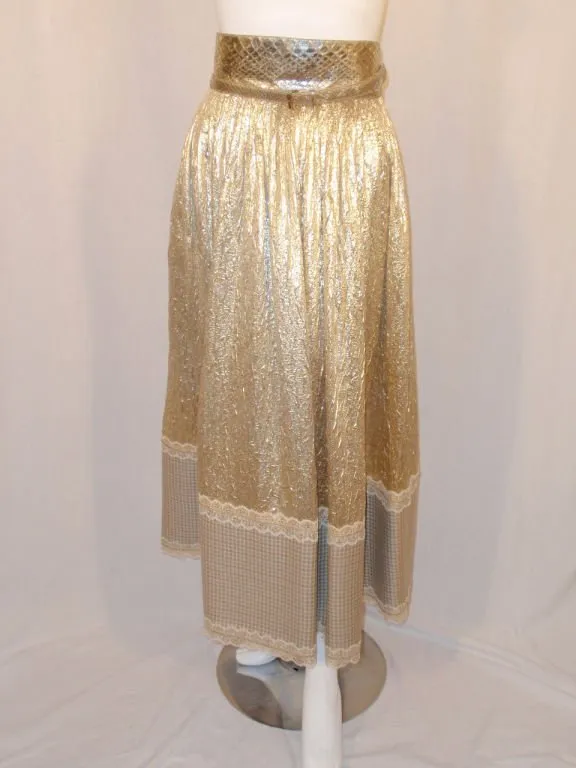 GEOFFREY BEENE 1980s 3 pc Gold Wool & Lace Jacket, Skirt & Belt