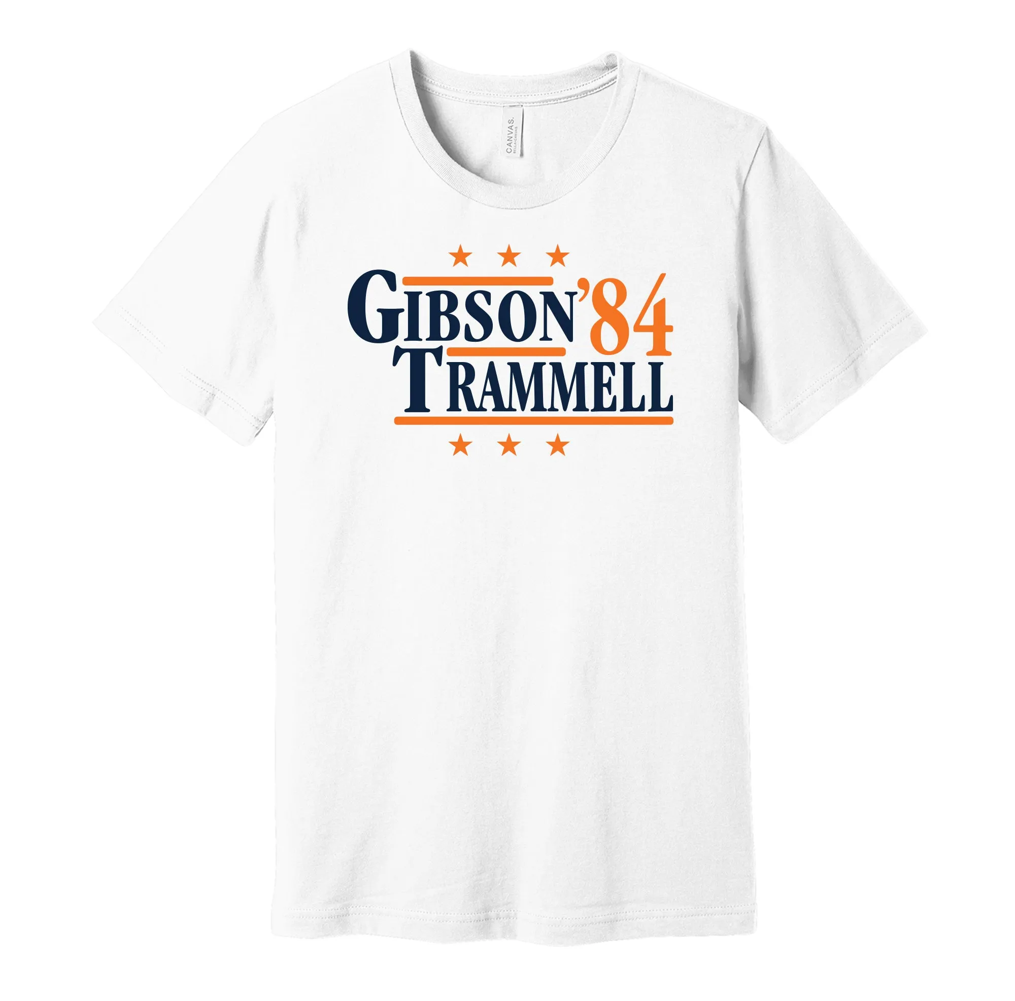 Gibson & Trammell '84 - Detroit Baseball Legends Political Campaign Parody T-Shirt - Hyper Than Hype Shirts
