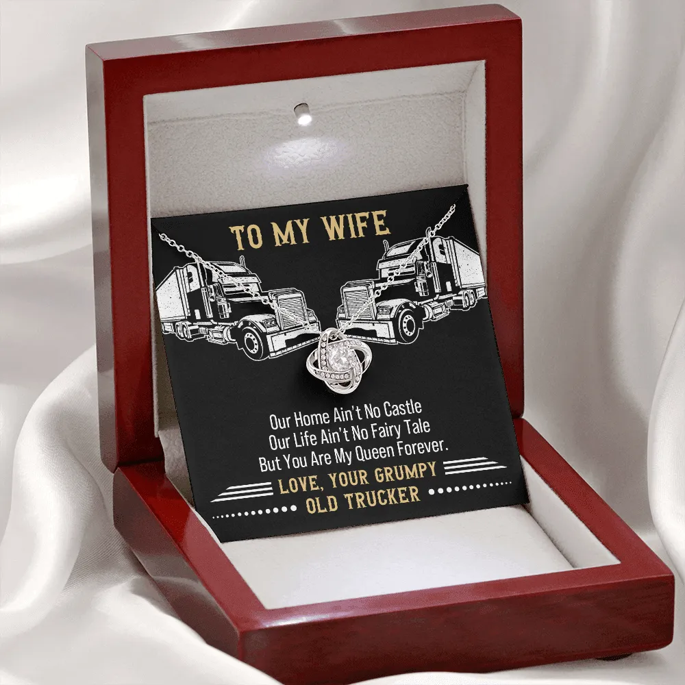 Gift For My Wife, You Are My Queen Forever Message Card, Love Knot Necklace