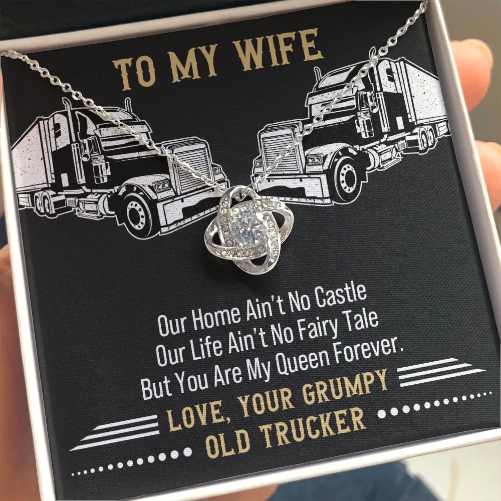 Gift For My Wife, You Are My Queen Forever Message Card, Love Knot Necklace