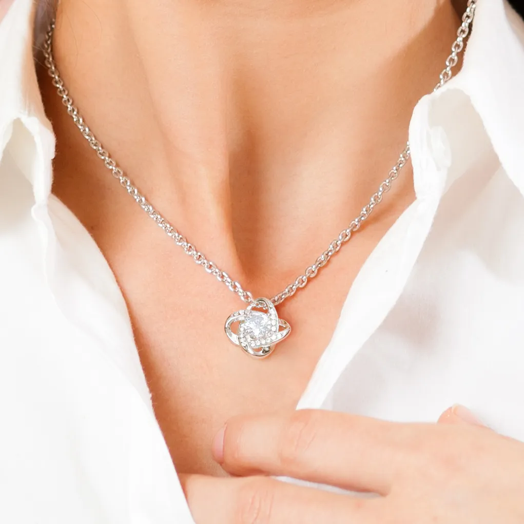 Gift For My Wife, You Are My Queen Forever Message Card, Love Knot Necklace