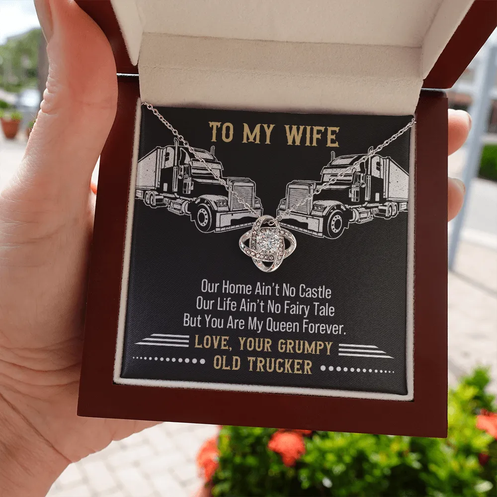 Gift For My Wife, You Are My Queen Forever Message Card, Love Knot Necklace