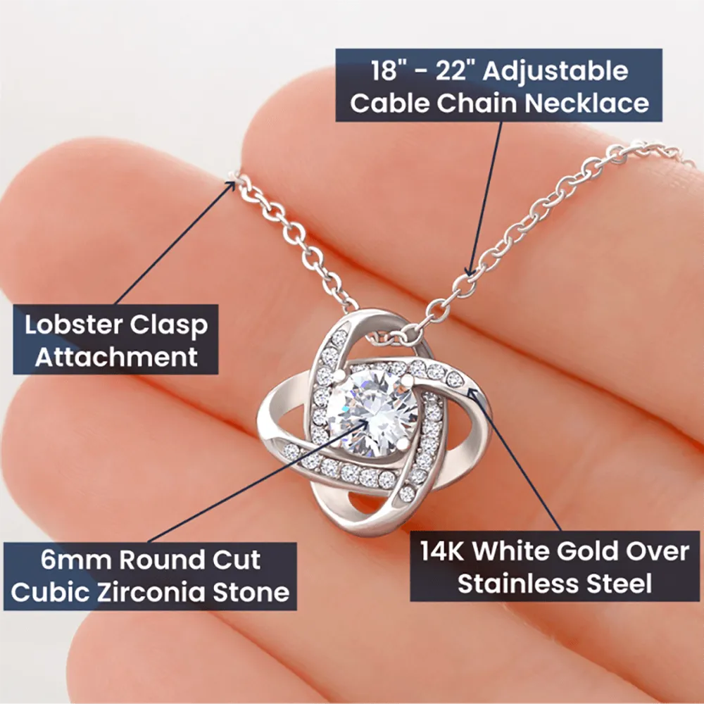 Gift For My Wife, You Are My Queen Forever Message Card, Love Knot Necklace