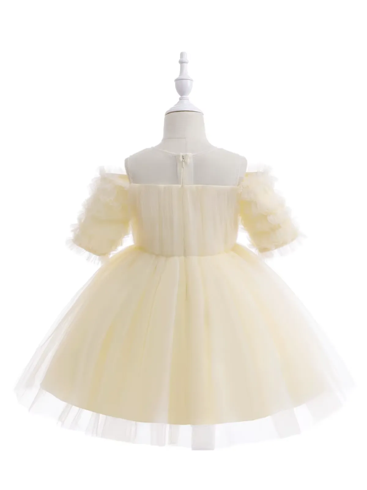 Girls Dazzling Tulle Puff Sleeve Dress
