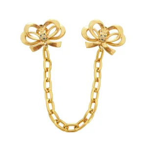 Gold bow collar clips