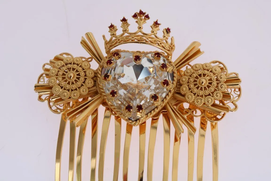 Gold Crystal Heart Sicily Hair Comb