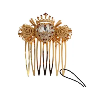 Gold Crystal Heart Sicily Hair Comb
