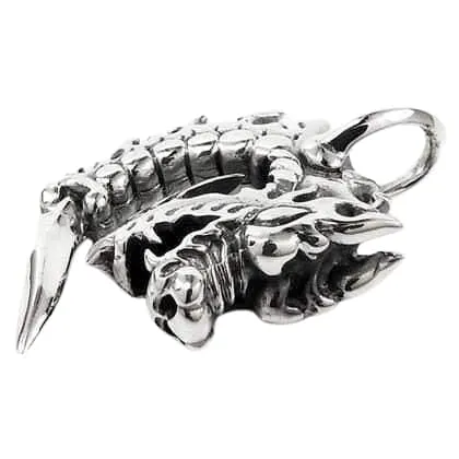 Gothic Flame Blade Dragon Hook Sterling Silver Biker Pendant