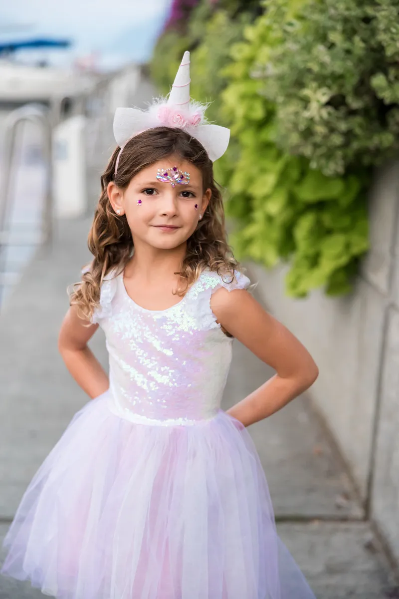 Great Pretenders Dreamy Unicorn Dress & Headband, Iridescent/Pink, Size 5-6
