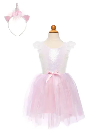 Great Pretenders Dreamy Unicorn Dress & Headband, Iridescent/Pink, Size 5-6